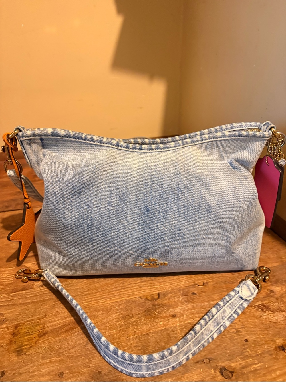Coach Loved Denim Laurel Shoulder Bag with Original Charms